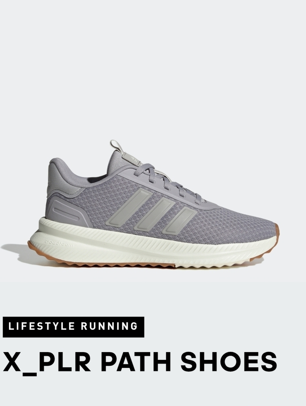 adidas Originals X_PLR Path Shoes in Light Gray with Gum Sole
